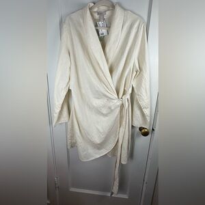 H&M Light Cream Wrap Blouse with Side Tie